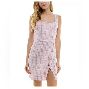 City Studio Pink Tweed Mini Dress women’s sleeveless size 13/14